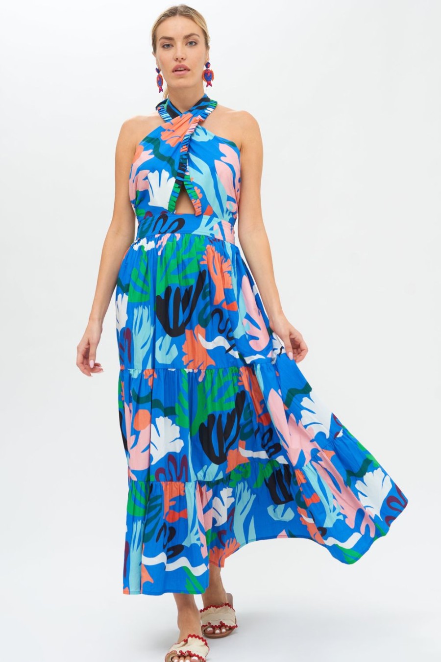 Clothing Oliphant | Cross Front Maxi- Reef Blue