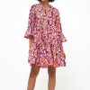 Clothing Oliphant | Bell Sleeve Tiered Mini- Python Coral