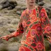 Clothing Oliphant | Long Sleeve Shift Maxi- Positano Red