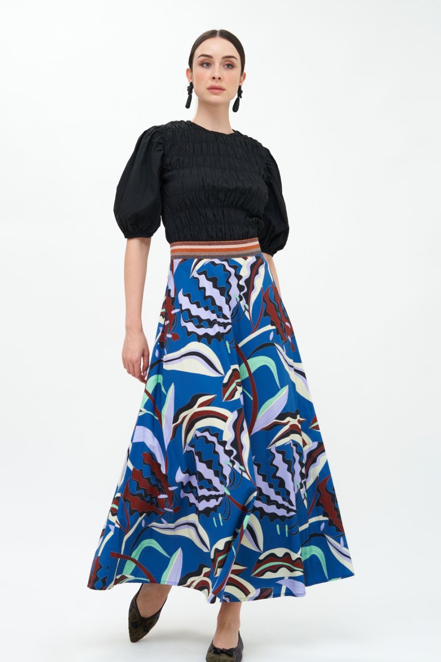 Clothing Oliphant | Swing Skirt- Fergana Blue