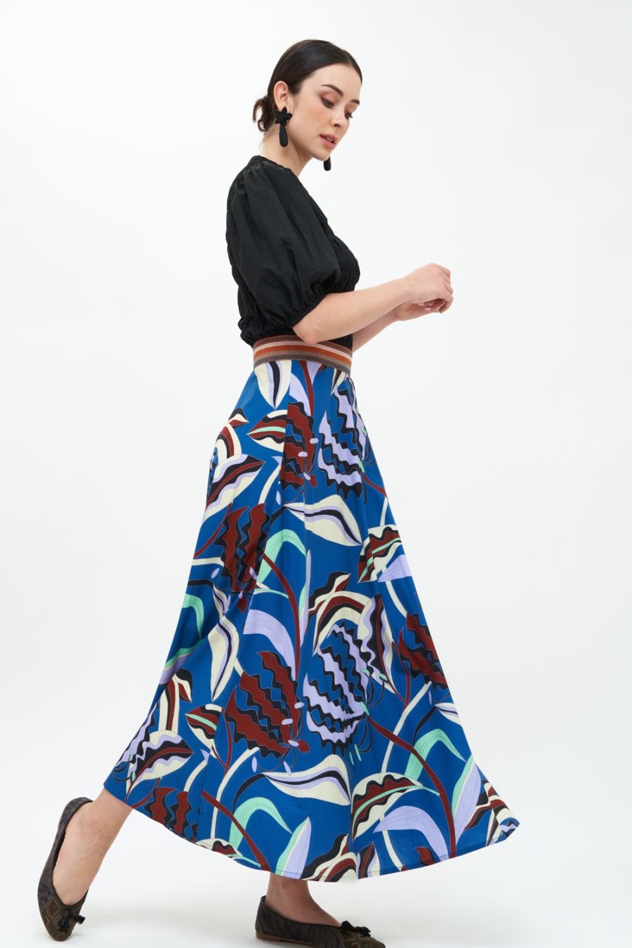 Clothing Oliphant | Swing Skirt- Fergana Blue