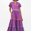 Clothing Oliphant | V-Neck Maxi- Solid Purple