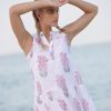 Clothing Oliphant | Button Neck Dress- Marigot Coral