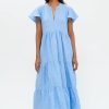 Clothing Oliphant | V-Neck Maxi- Lima Blue