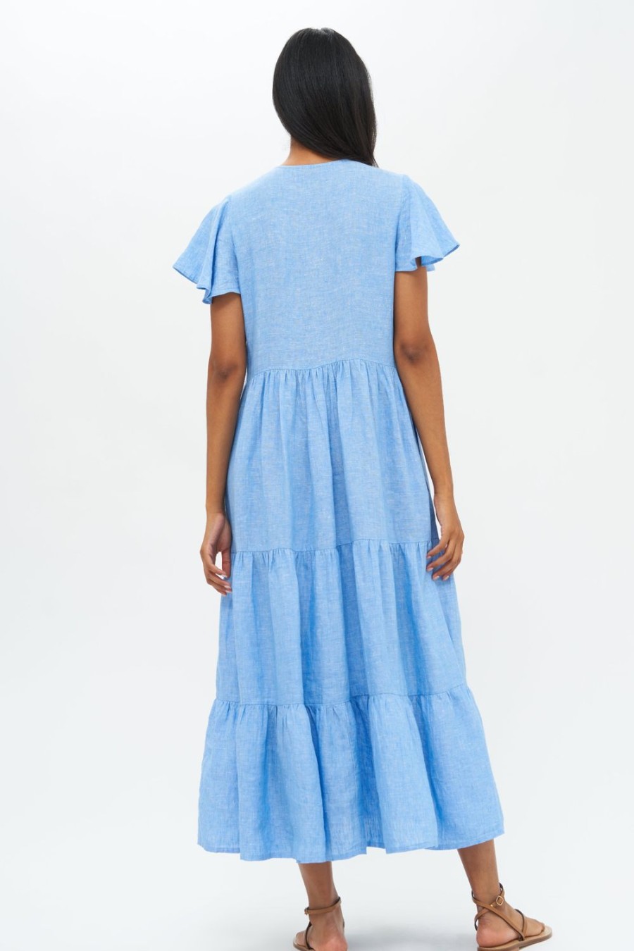 Clothing Oliphant | V-Neck Maxi- Lima Blue