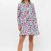 Clothing Oliphant | Long Sleeve Shirt Dress Mini- Harlan Red