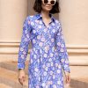 Clothing Oliphant | Long Sleeve Shirt Dress Mini- Amalfi Peri