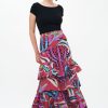 Clothing Oliphant | Ruffle Maxi Skirt- Fergana Rhubarb