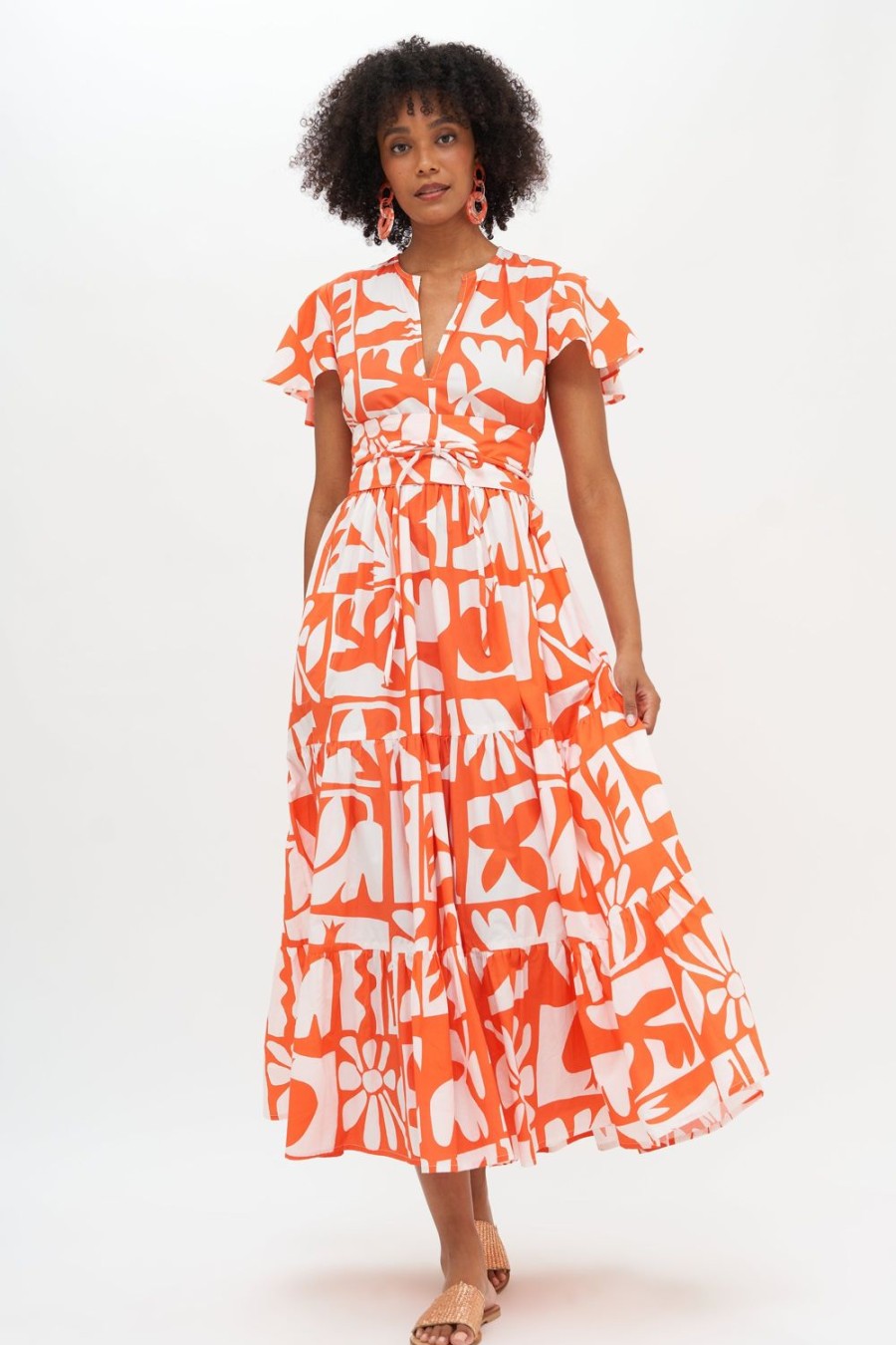 Clothing Oliphant | V-Neck Maxi- Twiggy Orange