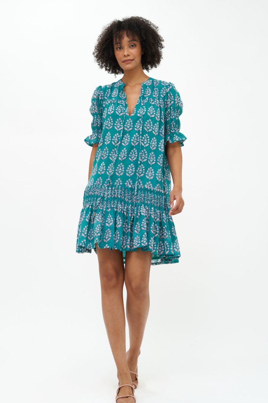 Clothing Oliphant | Smocked Drop Mini- Bodrum Green