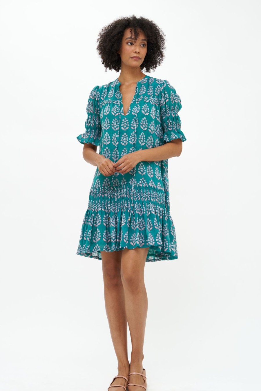 Clothing Oliphant | Smocked Drop Mini- Bodrum Green