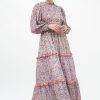 Clothing Oliphant | Smocked Maxi 3/4 Sleeve- Corum Blue