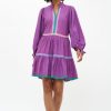 Clothing Oliphant | Long Sleeve Yoke Dress- Solid Purple