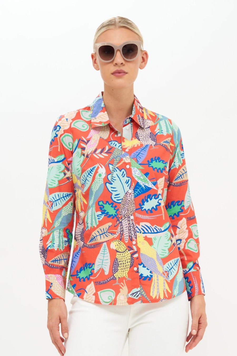 Clothing Oliphant | Button Down- Polly Coral