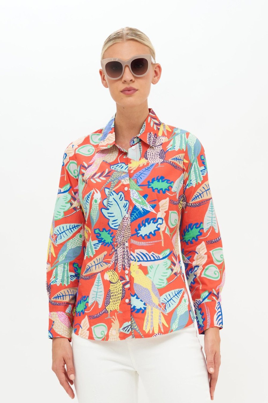 Clothing Oliphant | Button Down- Polly Coral