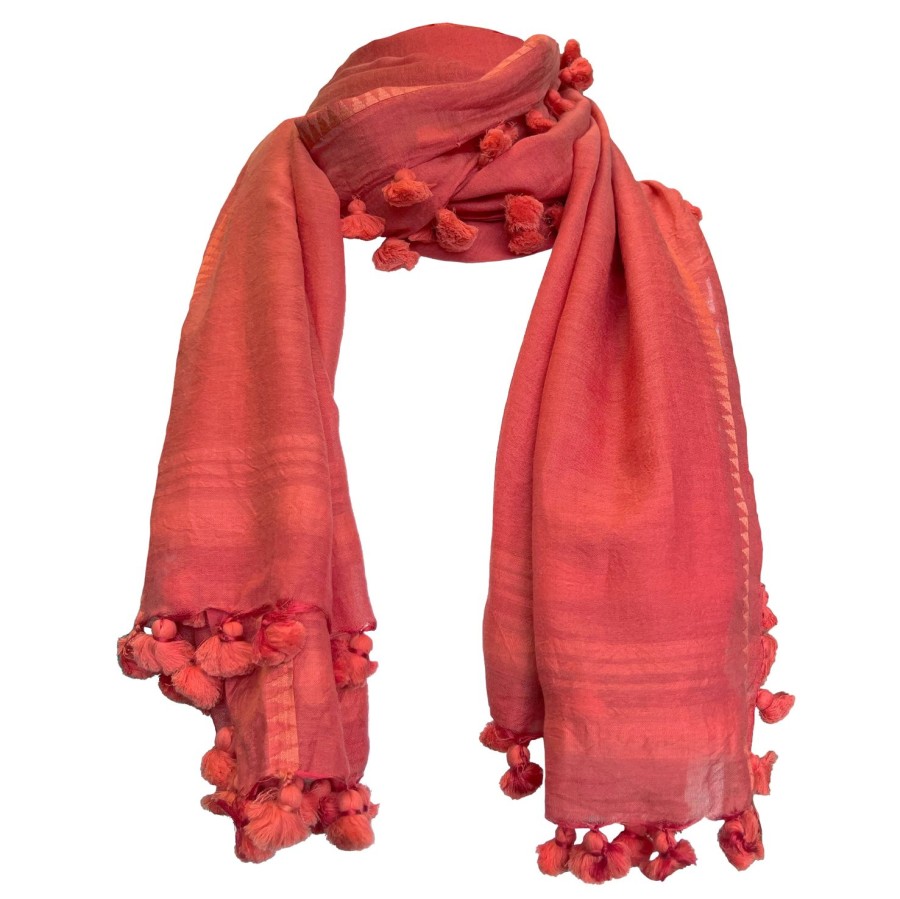 Accessories Oliphant | Coral Tassel Scarf