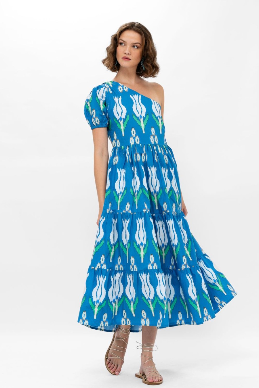 Clothing Oliphant | One Shoulder Maxi- Sumba Blue