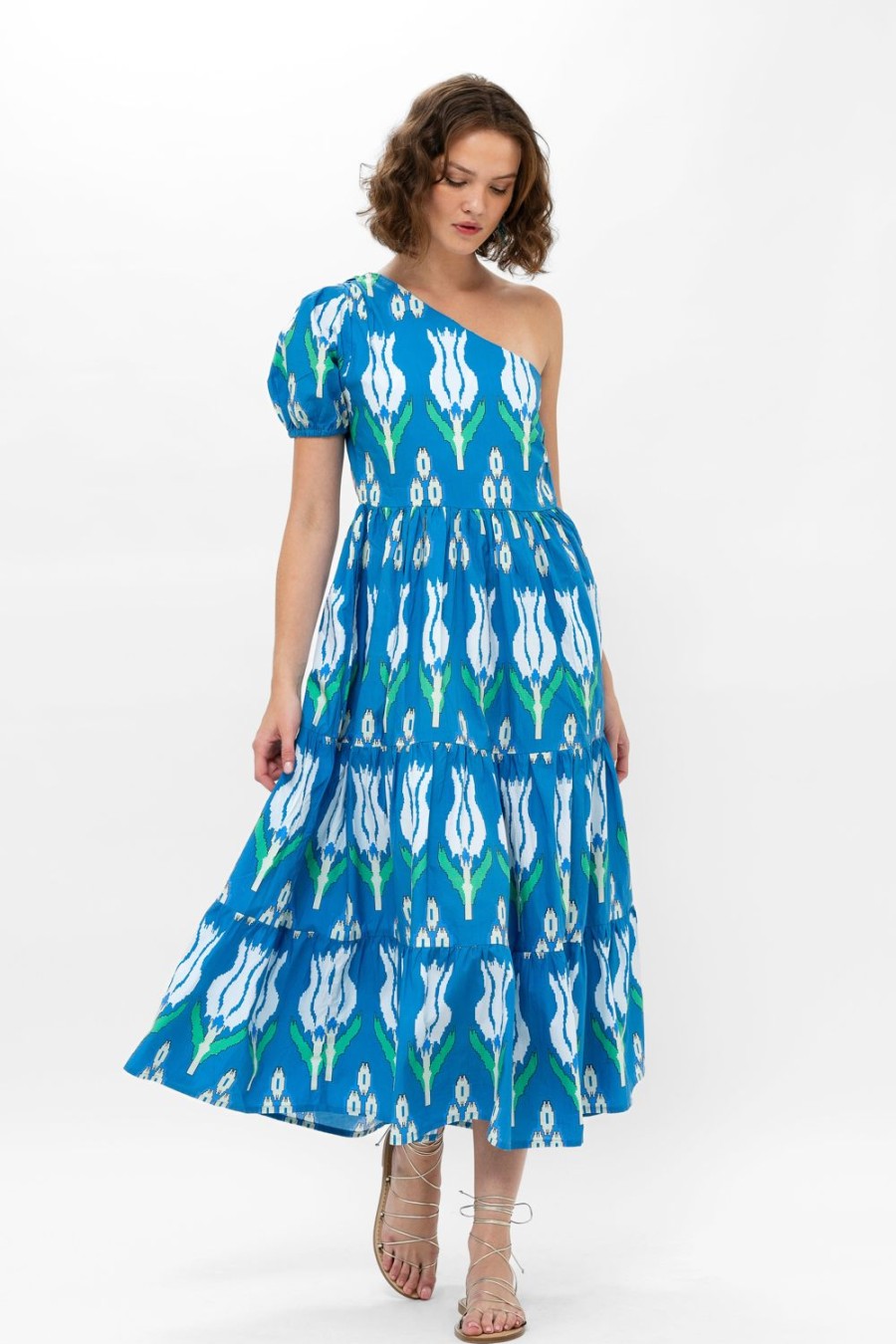 Clothing Oliphant | One Shoulder Maxi- Sumba Blue