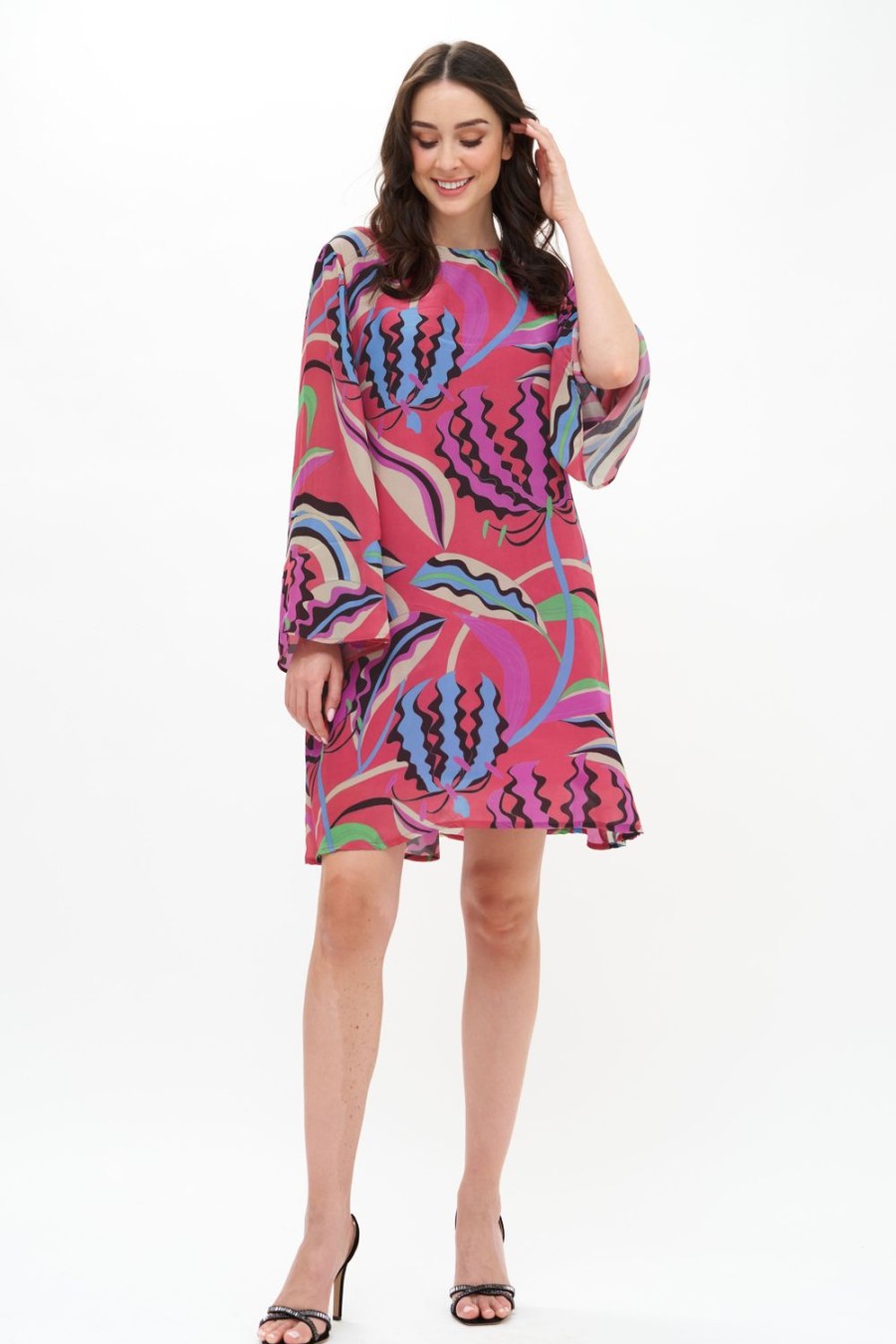 Clothing Oliphant | Long Sleeve Mini Shift- Fergana Rhubarb