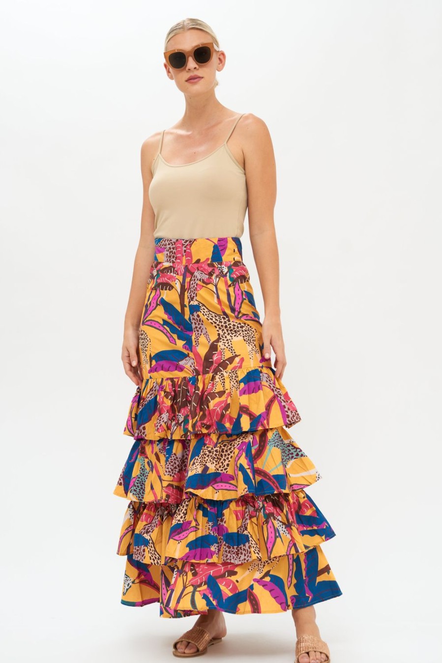 Clothing Oliphant | Ruffle Maxi Skirt- Kruger Saffron