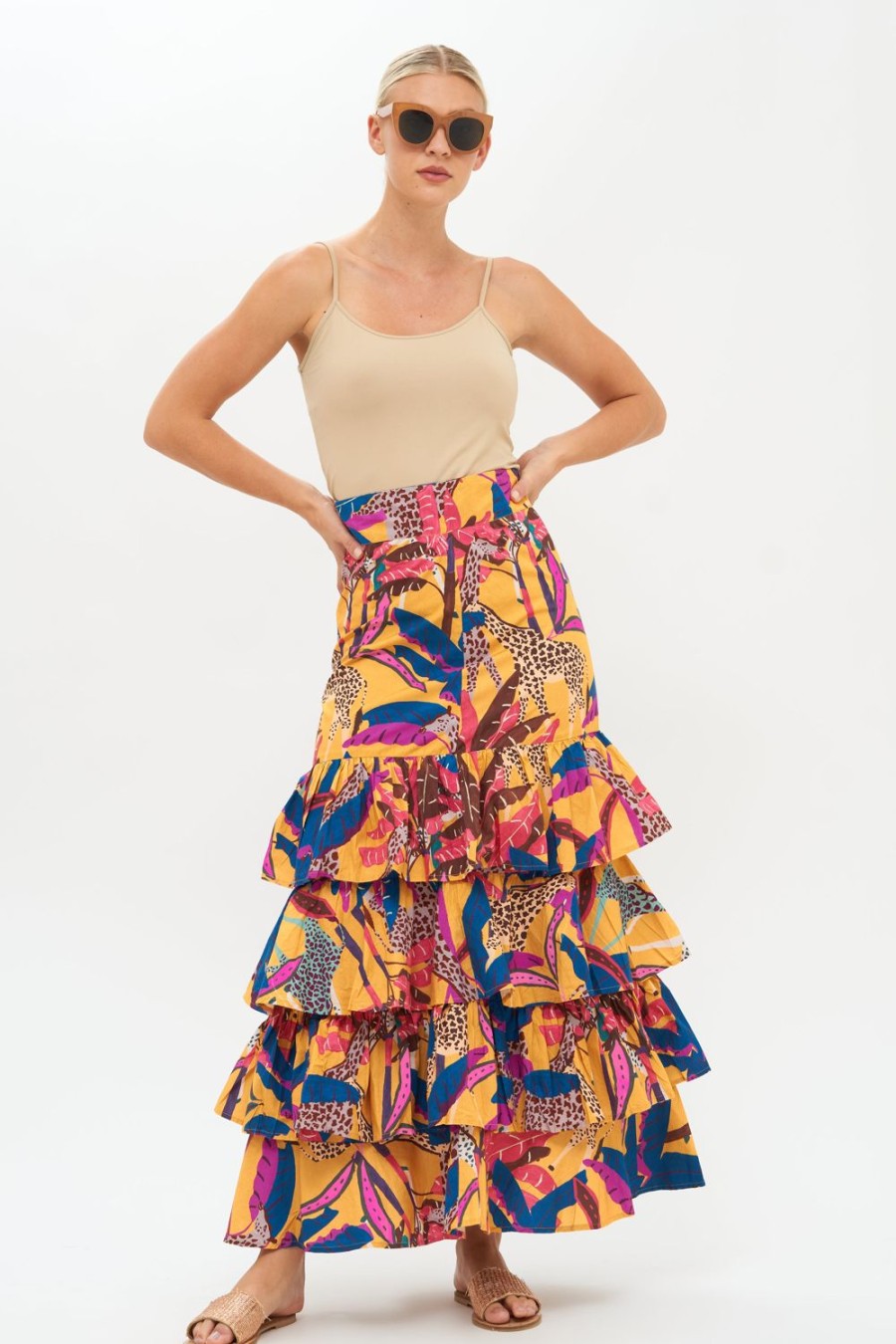 Clothing Oliphant | Ruffle Maxi Skirt- Kruger Saffron